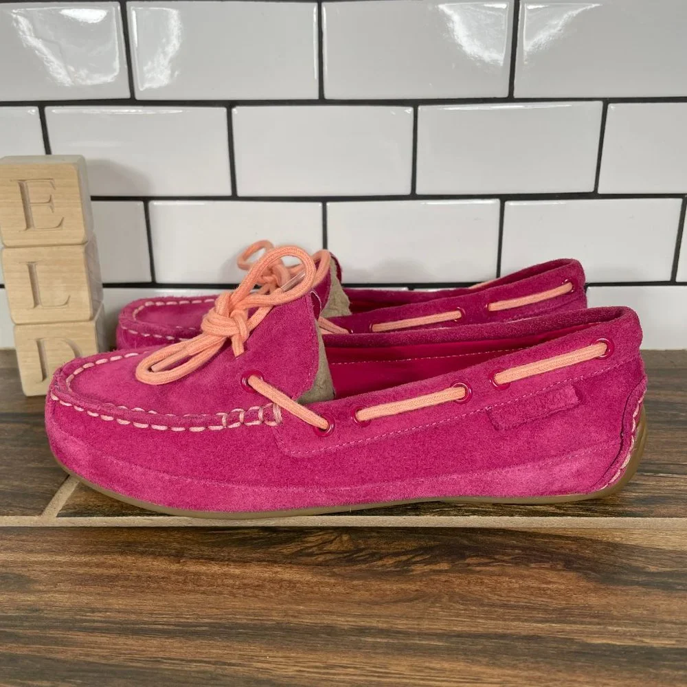 Cole Haan Grant Driver Youth Girl's Size 3.5 Shoes Pink Suede Grand OS Moccasin